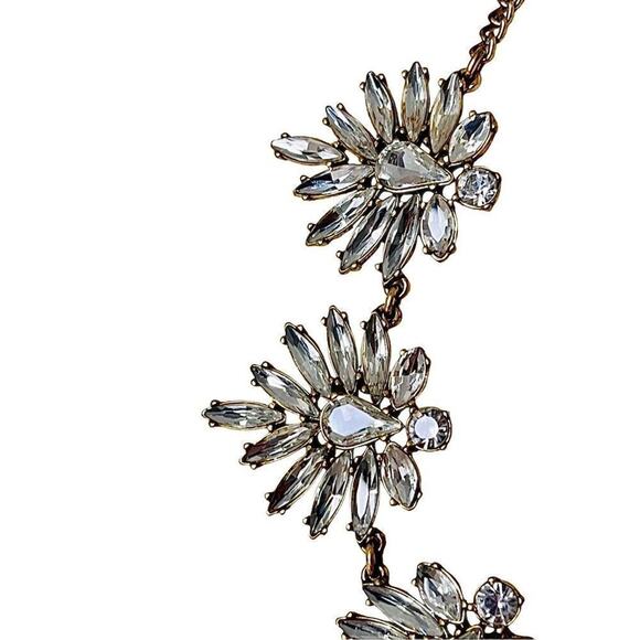 J. Crew‎ Gold Rhinestone Crystal Cluster Statement Padgent Wedding Necklace - Picture 2 of 6